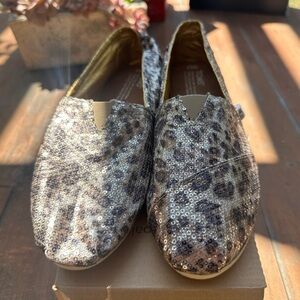 Toms Leopard Print Sequin Shoes, Brand New
